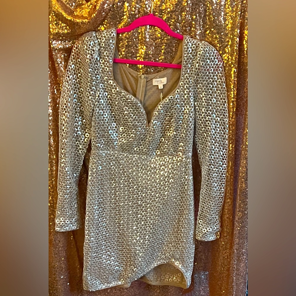 Camila Coelho silver sequin dress REVOLVE